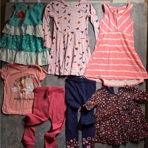 Cat & Jack Navy Floral Dress with Pink and Orange Accents